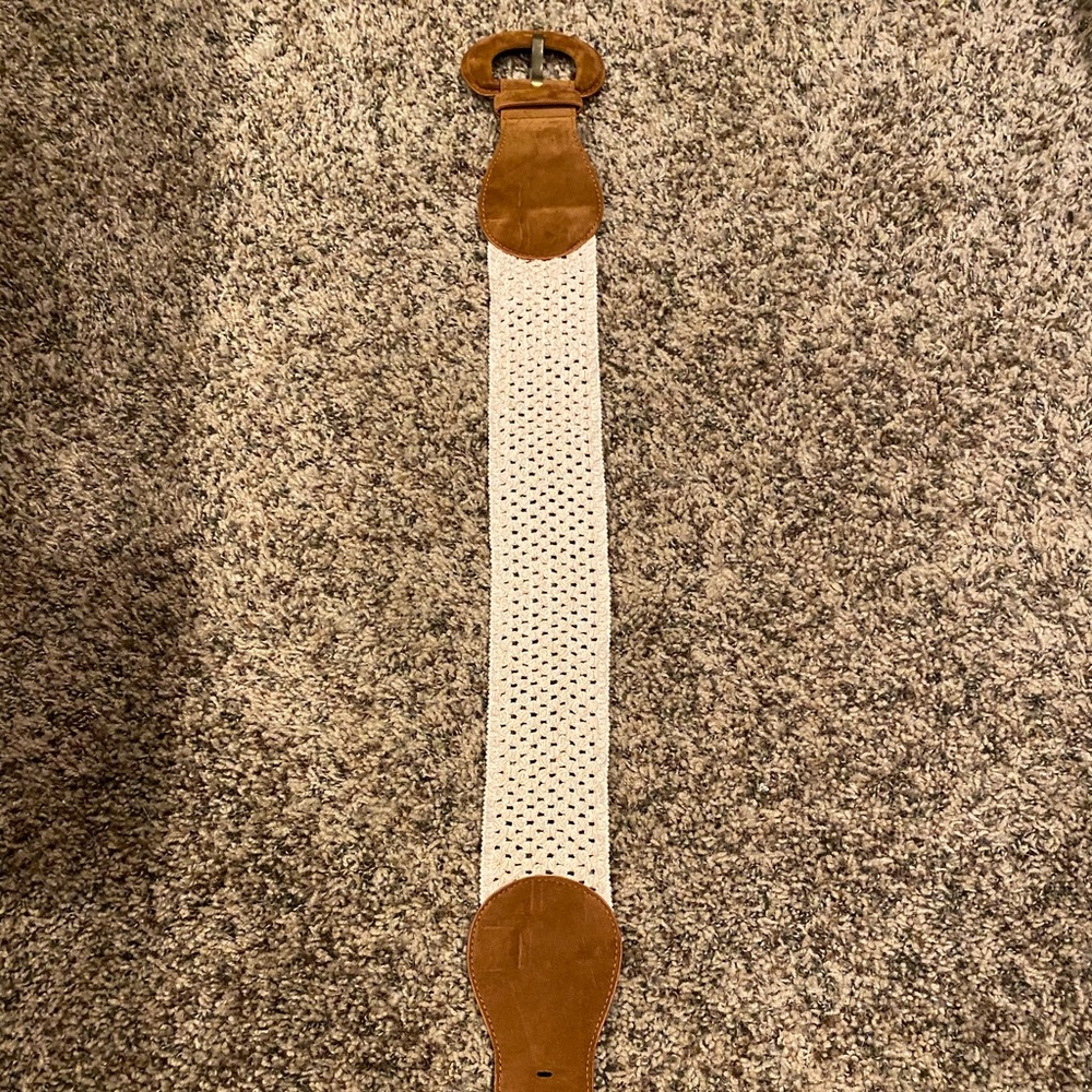 Brown Suede and Cream Stretchy Belt